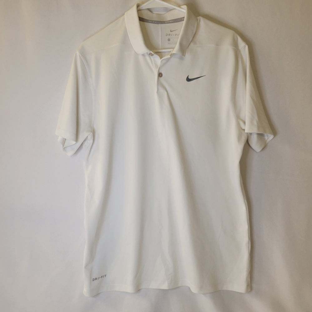 Nike Golf Men's Classic White Polo with Black Swoosh